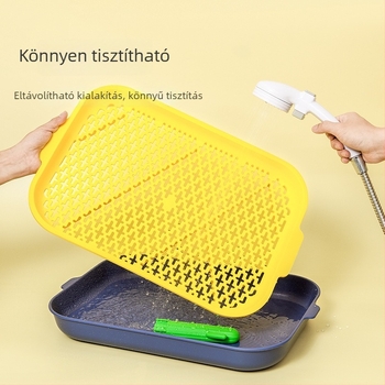 Kutyatoalett lapos tálcával, magas kerítéssel, cseppmentes urinal és tartóoszlopokkal