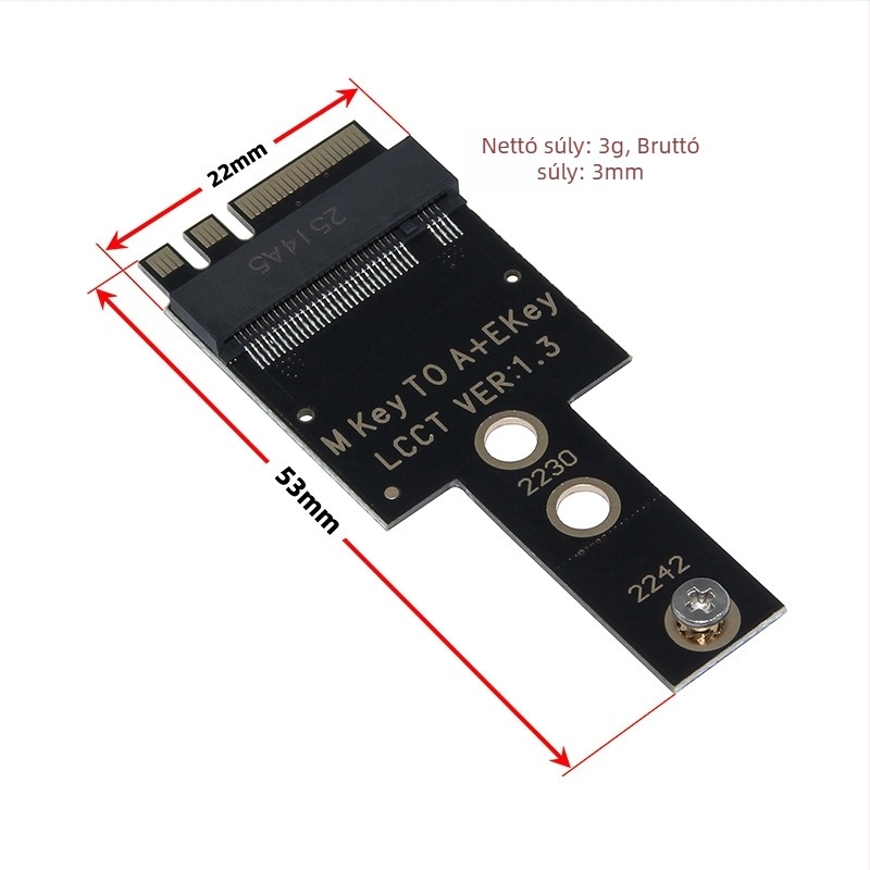 M.2 WiFi adapterkártya – A+E kulcs NGFF 2230 NVMe SSD