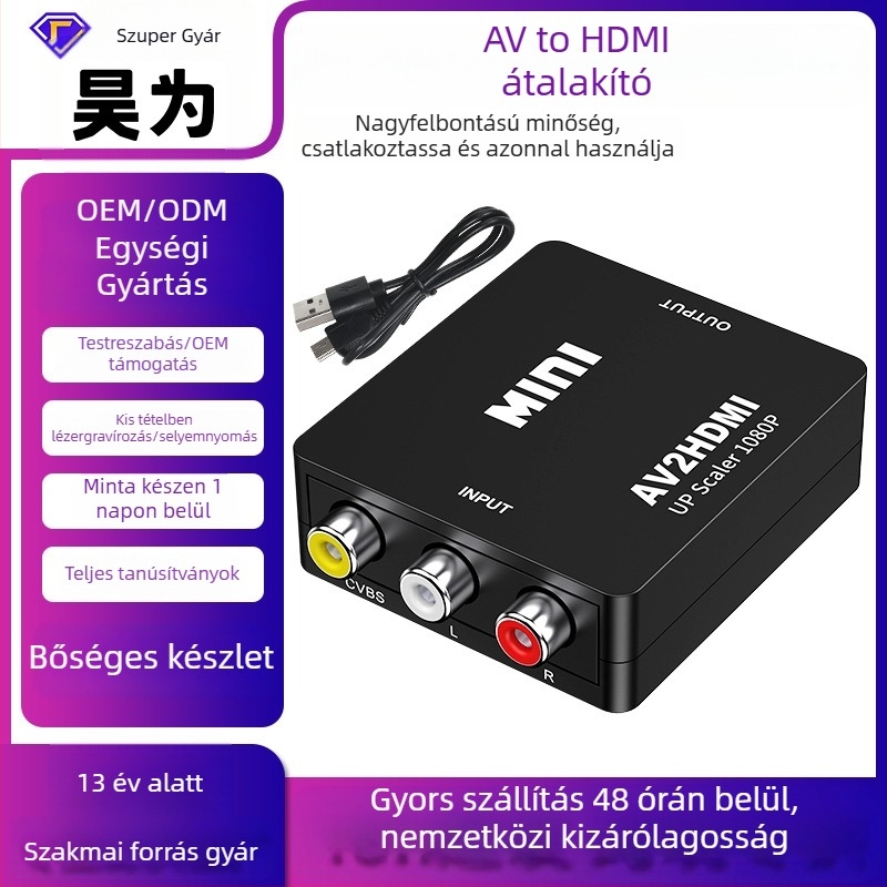 AV–HDMI videó konverter 1080P RCA bemenettel