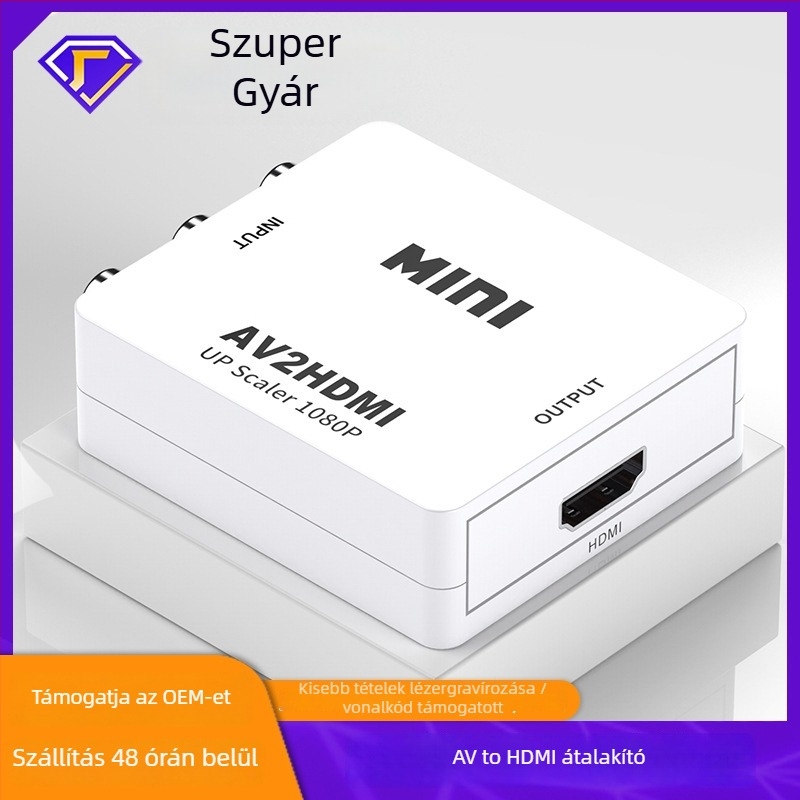 AV–HDMI videó konverter 1080P RCA bemenettel