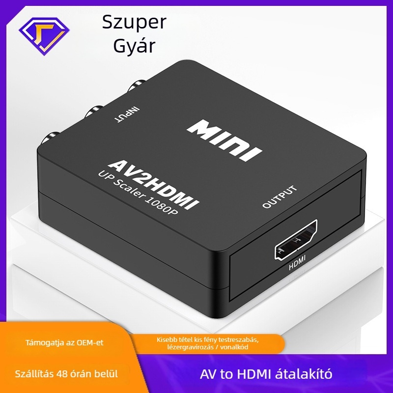 AV–HDMI videó konverter 1080P RCA bemenettel