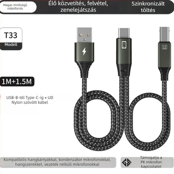 OTG patch kábel hangszerhez - 1.5 m, rézmag, 480 Mbps