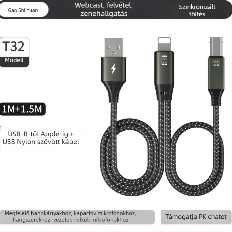OTG patch kábel hangszerhez - 1.5 m, rézmag, 480 Mbps