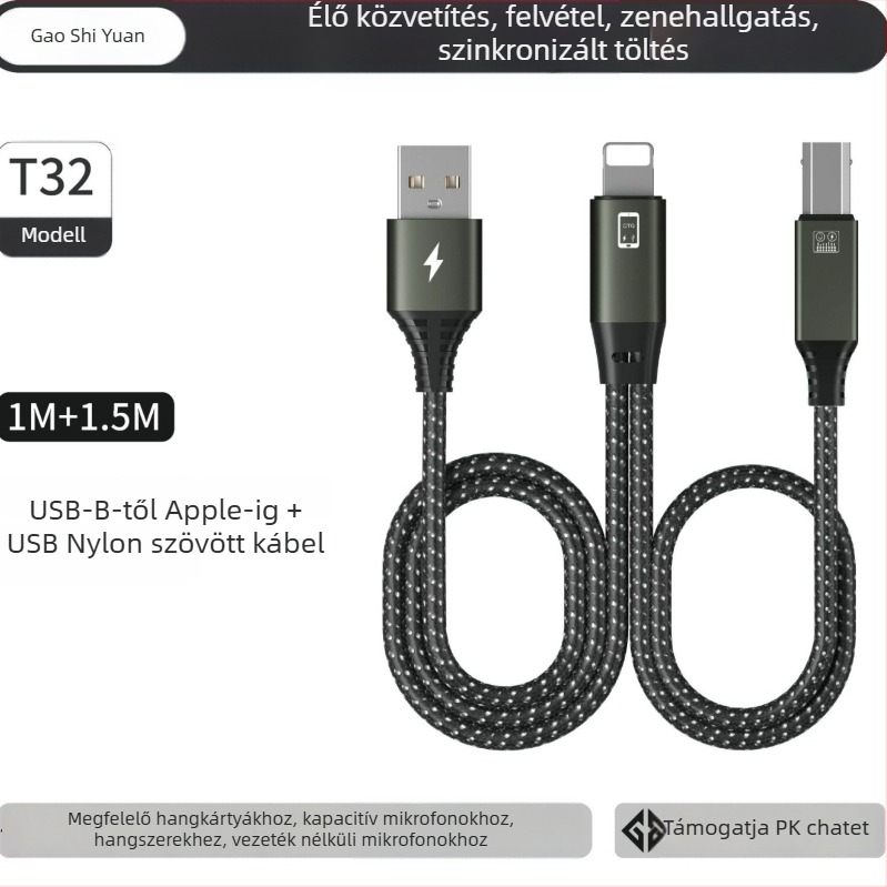 OTG patch kábel hangszerhez - 1.5 m, rézmag, 480 Mbps