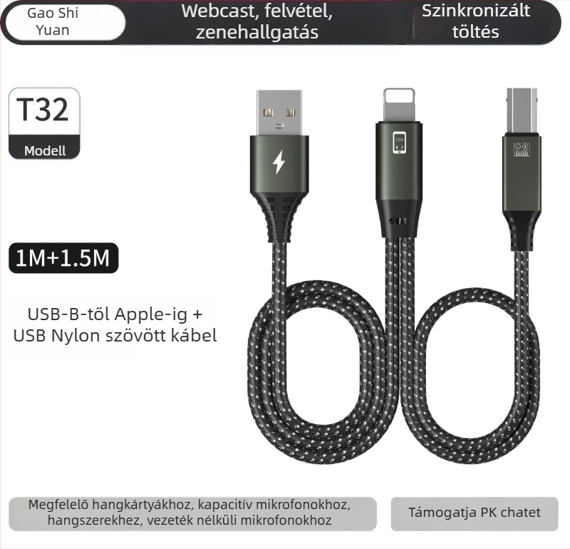 OTG patch kábel hangszerhez - 1.5 m, rézmag, 480 Mbps
