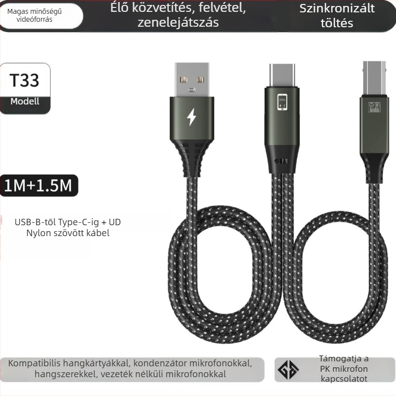 OTG patch kábel hangszerhez - 1.5 m, rézmag, 480 Mbps