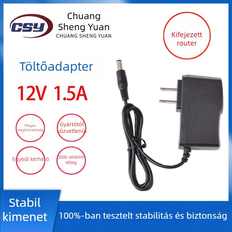12V 1,5A tápegység routerhez, ONT-hoz, megfigyeléshez, hálózati set-top box-hoz és LED-szalaghoz