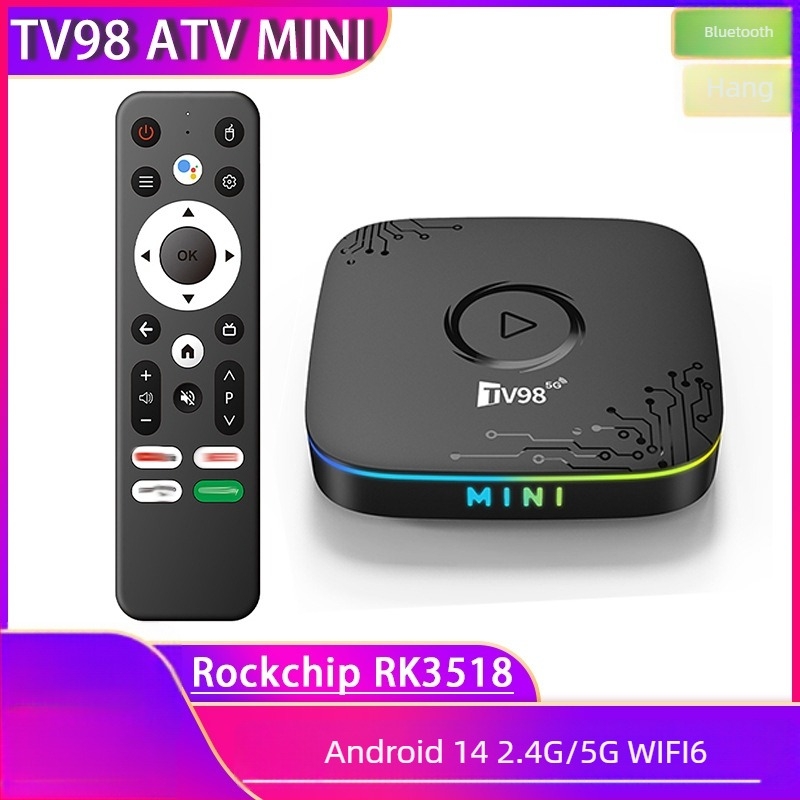 TV98 ATV MINI TV box Android 14, négymagos Rockchip, 2GB RAM, 8GB beépített memória, 4K HDMI