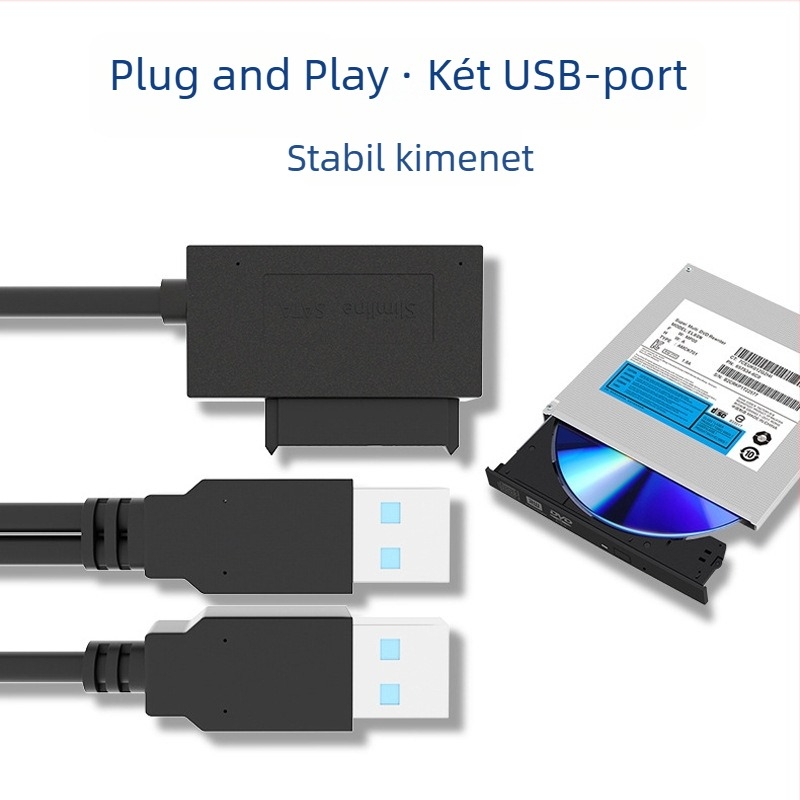 SATA külső adapterkábel USB 2.0, 50 cm, rézmaggal, egyfejű csatlakozó