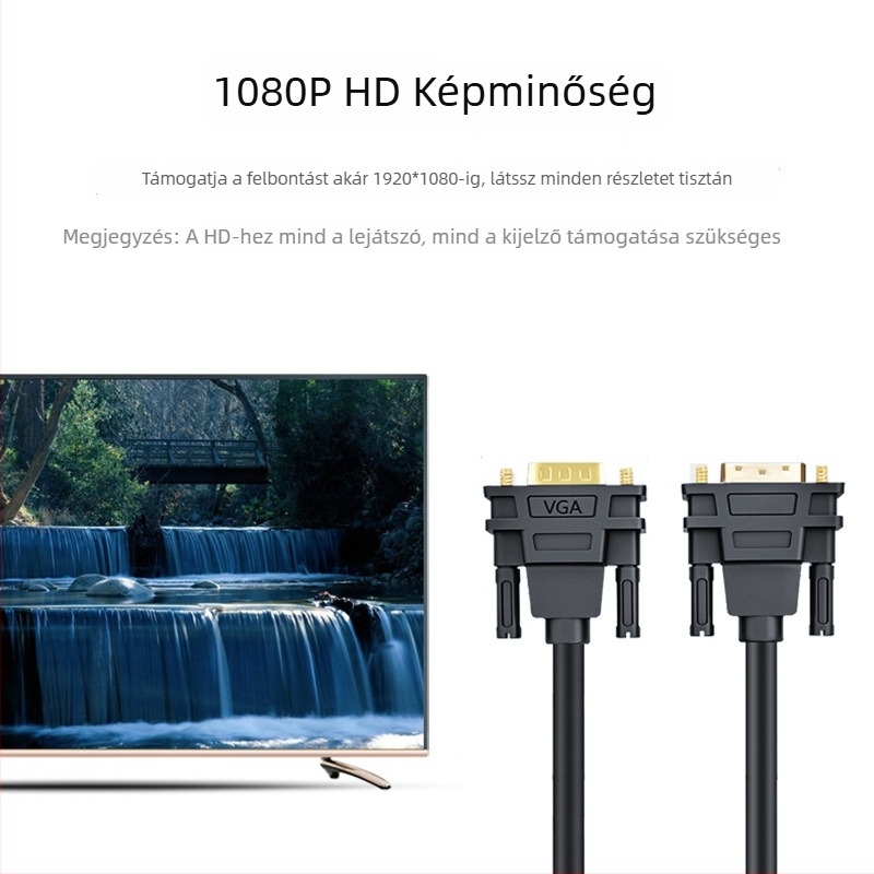 DVI–VGA patchkábel beépített chippel, rézmaggal, adatátviteli sebesség 1000 Mbps, hossz 0,2–10 m