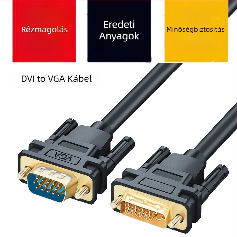 DVI–VGA patchkábel beépített chippel, rézmaggal, adatátviteli sebesség 1000 Mbps, hossz 0,2–10 m