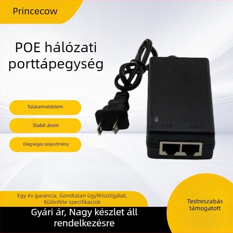 PoE asztali tápegység, 15–24 V DC, 1 A, kamerákhoz és set-top boxokhoz