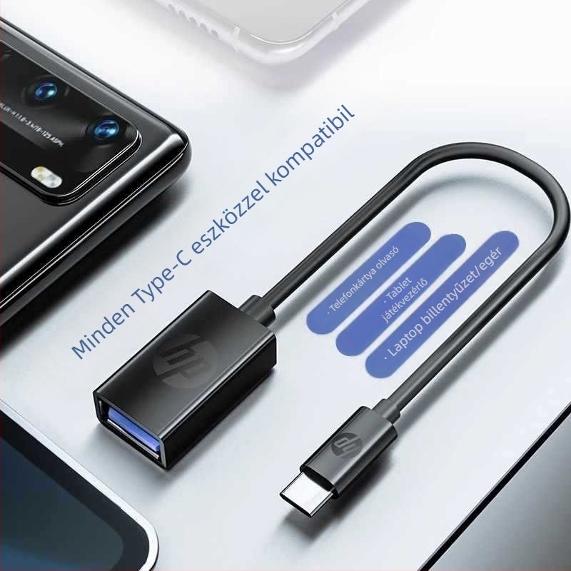HP USB-A to USB-C adapter kábel - 15 cm, tabletekhez, laptopokhoz és telefonokhoz
