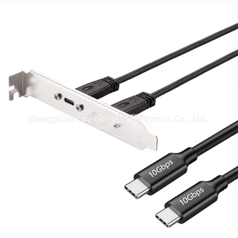 USB 3.2 kettős Type-C női–duo Type-C férfi / USB 3.0A férfi PCI hátlap bővítőkábel