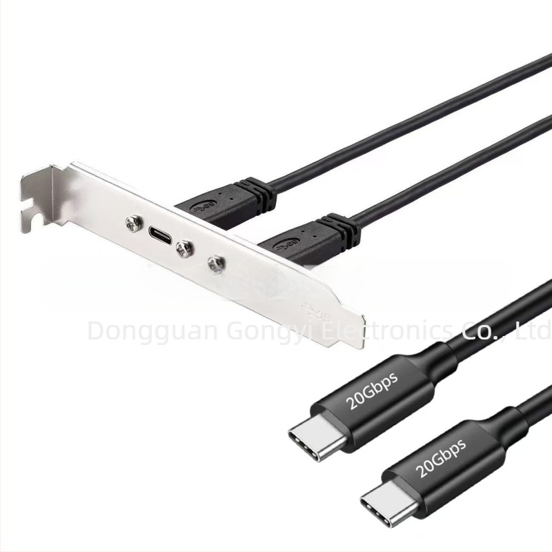USB 3.2 kettős Type-C női–duo Type-C férfi / USB 3.0A férfi PCI hátlap bővítőkábel