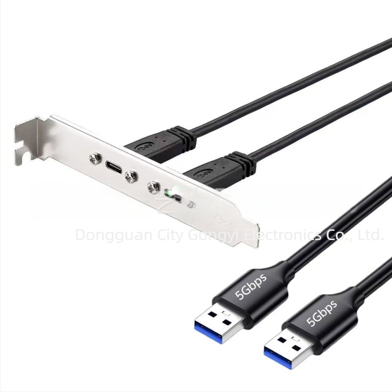 USB 3.2 kettős Type-C női–duo Type-C férfi / USB 3.0A férfi PCI hátlap bővítőkábel