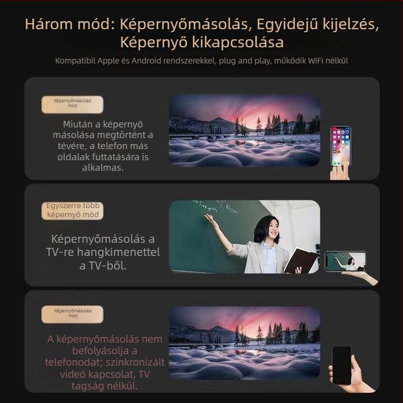 W25s vezeték nélküli képernyő tükröző eszköz, HDMI interfész, 1080p kimenet, RK3036 A210 processzor, TF memória kártya-támogatás