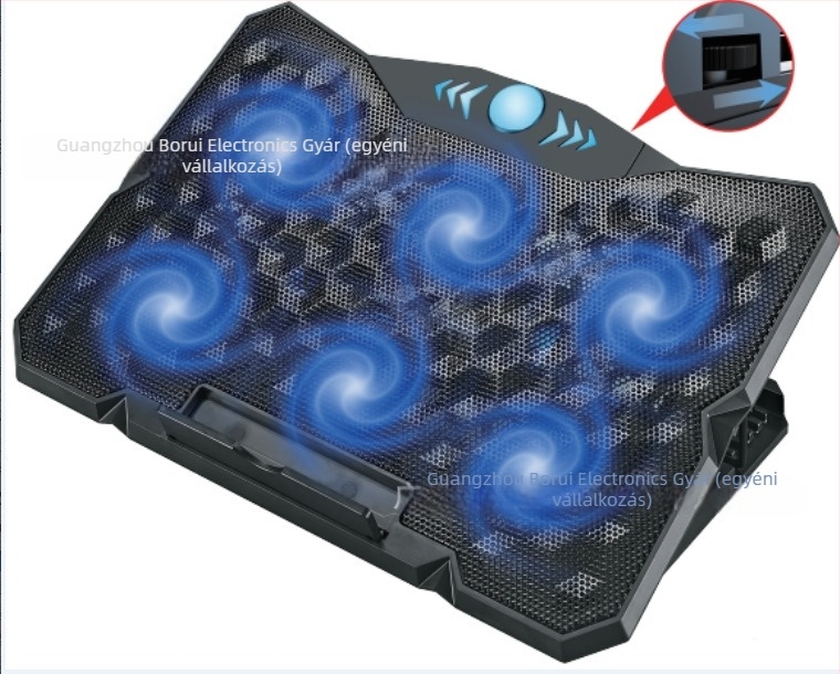 Notebook hűtőtalapzat, 6 ventilátor, 54 mm vonalhossz, műanyag kivitel, notebookok/ ultrabookok számára