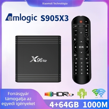 Android TV Box X96 Air — S905X3, 4GB RAM, 64GB tárhely, 8K 24fps kimenet, Android