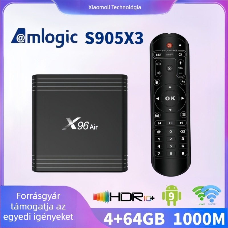 Android TV Box X96 Air — S905X3, 4GB RAM, 64GB tárhely, 8K 24fps kimenet, Android