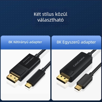 Type-C to DP 1.4 adapter kábel – kétirányú, 8K60Hz, 4K144Hz/165Hz, CH7213A-BF, TUSB544, réz mag