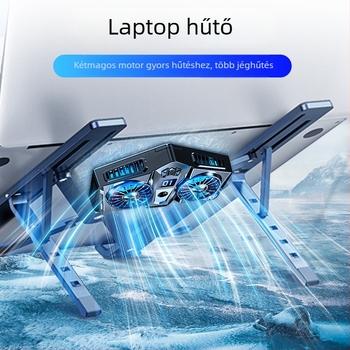 Notebook hűtő radiátor, ABS+alumínium ötvözet, 2 ventilátoros levegőhűtés, kompatibil notebook, ultrabook, Playbook