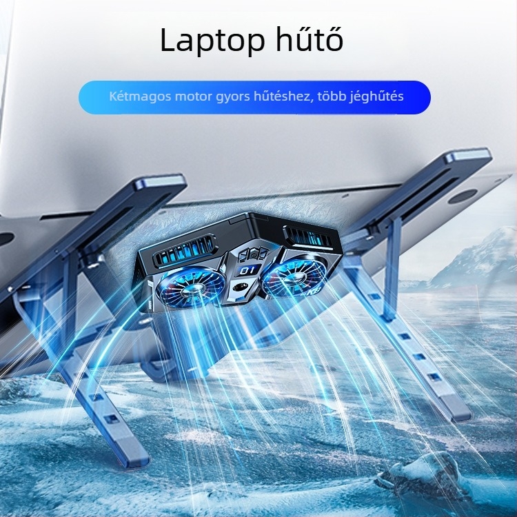 Notebook hűtő radiátor, ABS+alumínium ötvözet, 2 ventilátoros levegőhűtés, kompatibil notebook, ultrabook, Playbook