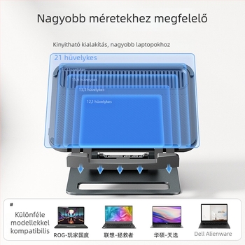 Notebook hűtő alumínium házzal, levegőhűtés, két ventilátor, 1,3 kg, kompatibilis a Playbookkal