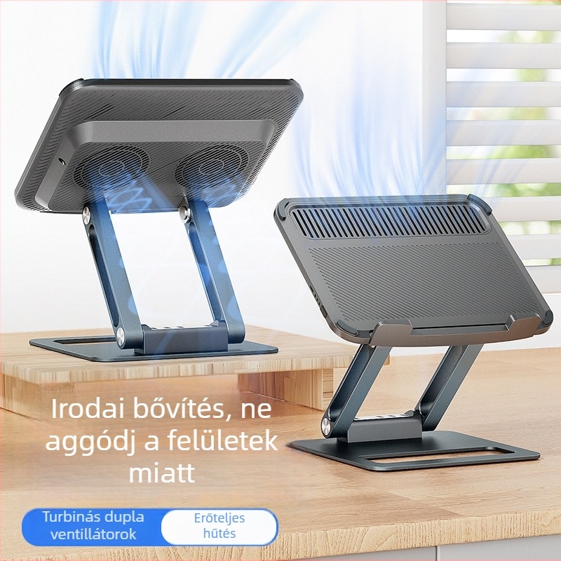 Notebook hűtő alumínium házzal, levegőhűtés, két ventilátor, 1,3 kg, kompatibilis a Playbookkal