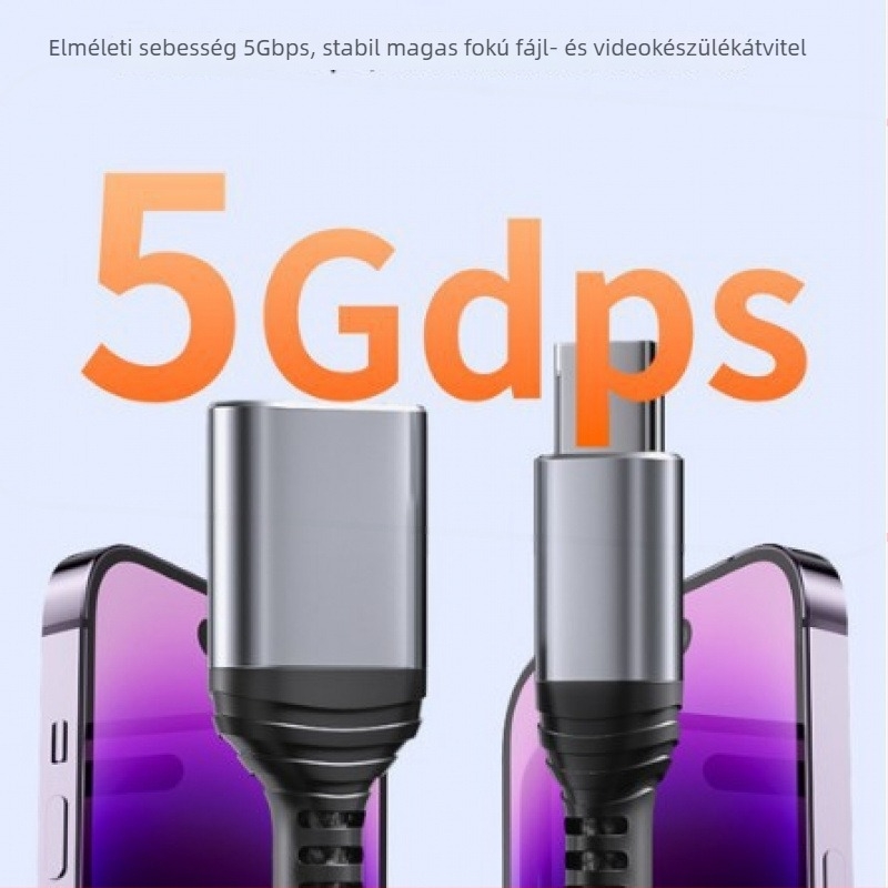 Type-C OTG adapter kábel, USB 3.2 női csatlakozó, 18 cm hosszú, rézmag, kiváló teljesítményű chip, modell KX-130, 5 Gbps adatátvitel