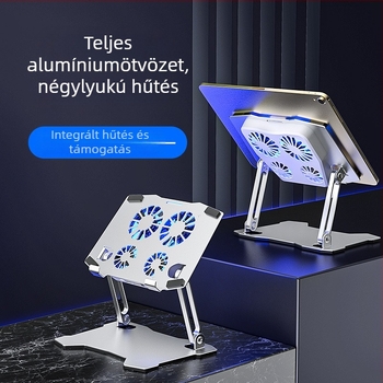Laptop hűtő radiátor - alumíniumötvözet, 4 hőcső, 2 USB-port, beépített hűtőventilátor