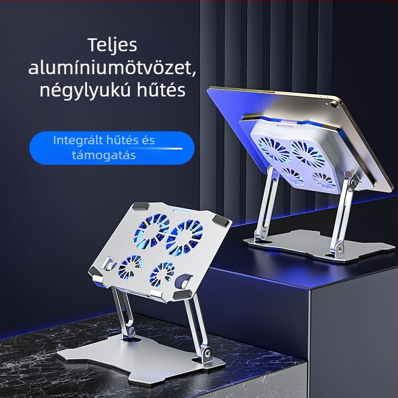 Laptop hűtő radiátor - alumíniumötvözet, 4 hőcső, 2 USB-port, beépített hűtőventilátor