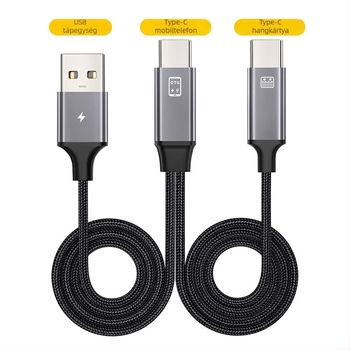 Külső USB DAC/fejhallgató-amp USB-C–USB, független tápegységgel, kétkimenet, DAC chip, 1 m kábel, MK14/MK15
