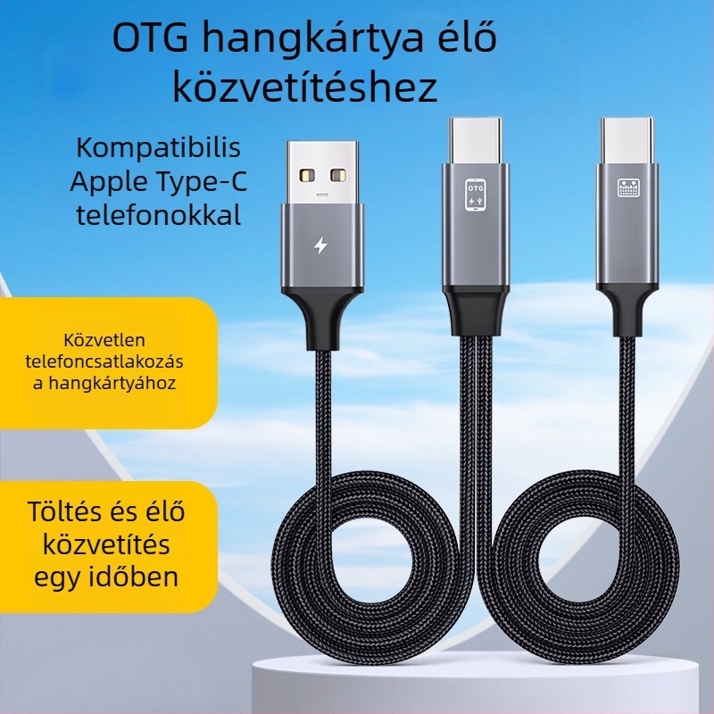 Külső USB DAC/fejhallgató-amp USB-C–USB, független tápegységgel, kétkimenet, DAC chip, 1 m kábel, MK14/MK15