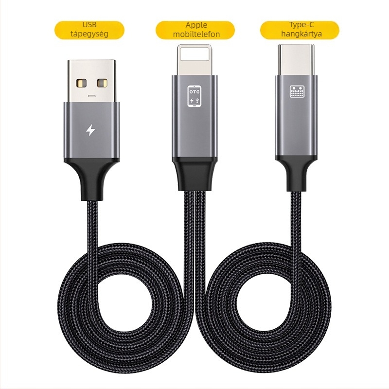 Külső USB DAC/fejhallgató-amp USB-C–USB, független tápegységgel, kétkimenet, DAC chip, 1 m kábel, MK14/MK15