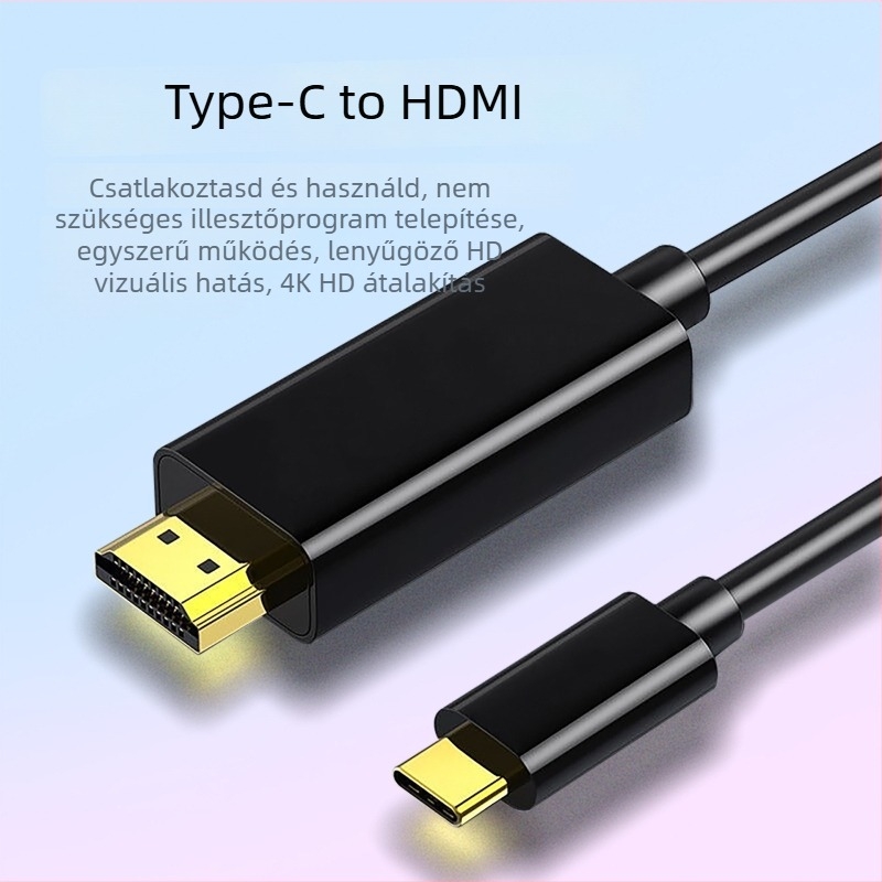 Type-C to HDMI kábel 4K, 0,2 m, rézmagú, kiváló minőségű chip, 5 Gbps