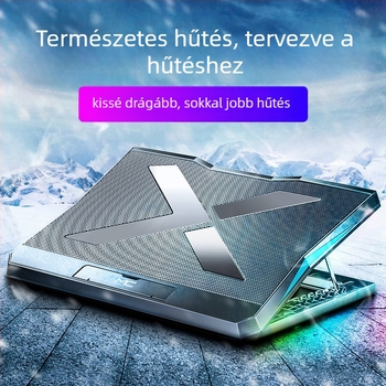 Hatventilátoros noteszgép hűtő, állítható magasság és sebesség, csendes működés, fémből készült hálós hűtőalap