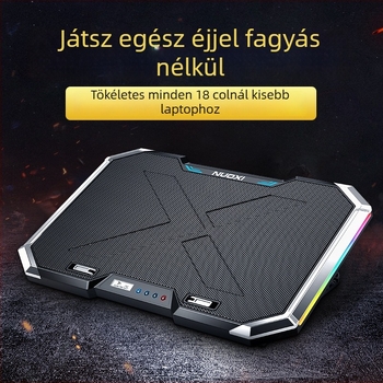 Nossi Q8 laptop hűtőalap LCD kijelzővel, RGB világítással és gombos vezérléssel, 6 ventillátor