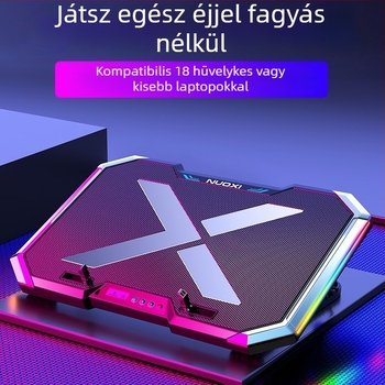 Nossi Q8 laptop hűtőalap LCD kijelzővel, RGB világítással és gombos vezérléssel, 6 ventillátor
