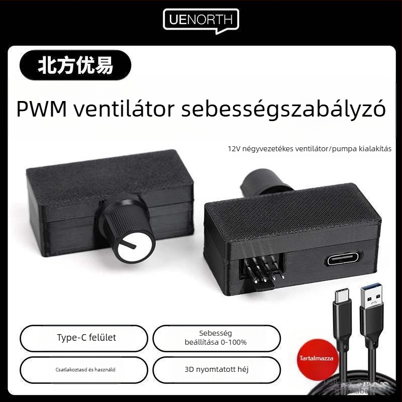 Laptop hűtő radiátor PWM-szabályzóval, négy-vezetékes ventilátorvezérléssel, termoelektromos hűtéssel, USB-C tápegítéssel, két hőcső