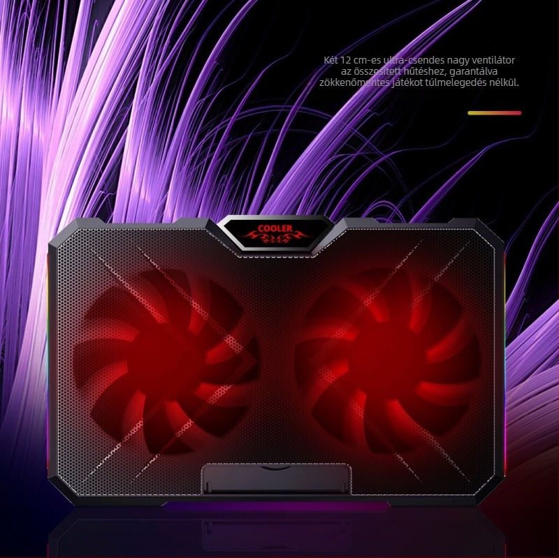 Notebook hűtőalap két ventilátorral, fém háló, modell YL-019
