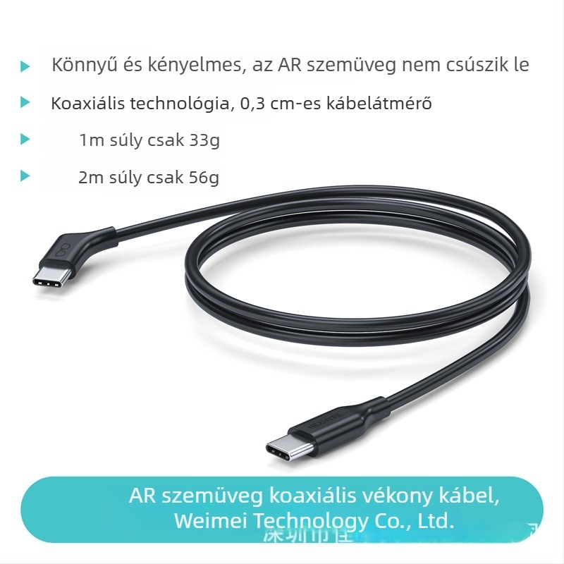 AR szemüveg adatkábel, Type-C adapterkábel, 10Gbps, ónbevonatú rézvezeték, importált chip