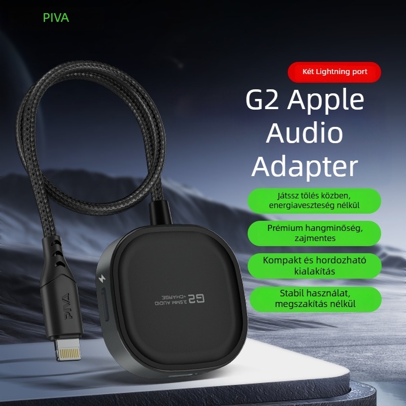 Piva G2PRO 2-az-1-ben audio adapter Apple fülhallgatóhoz, mobiltelefon adapter, audio kimenet, 2024-ben bevezetve