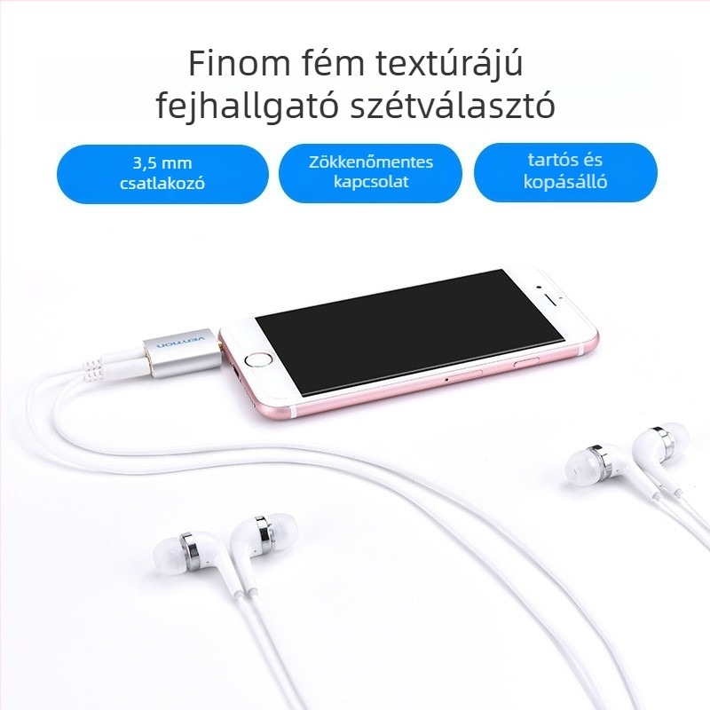 Fejhallgató osztó 1-2, audio kimenet, rézmag, modell BDA/BDB, adatátviteli sebesség 1000