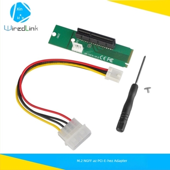 WiredLink M.2 NGFF PCIe adapterkártya, NGFFP4X-N01, X4 csatlakozó, hossz 0.2 m
