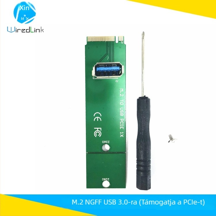 WiredLink M.2 NGFF PCIe adapterkártya, NGFFP4X-N01, X4 csatlakozó, hossz 0.2 m
