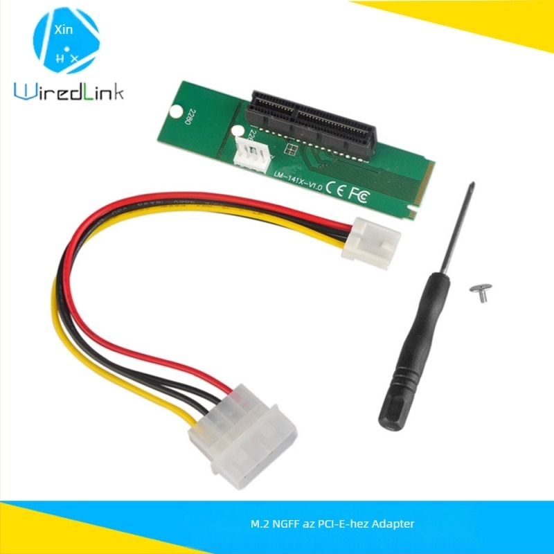 WiredLink M.2 NGFF PCIe adapterkártya, NGFFP4X-N01, X4 csatlakozó, hossz 0.2 m