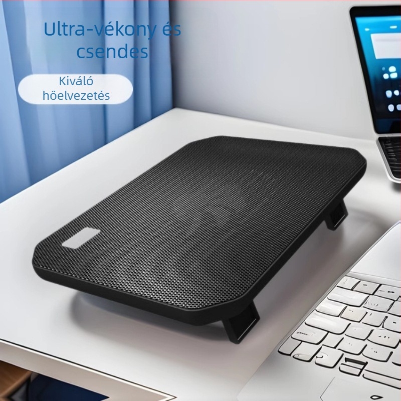 Laptop hűtőpad, fémszövetes hálóval, légáramlásos hűtés, 1 ventilátor, noteszgépekre
