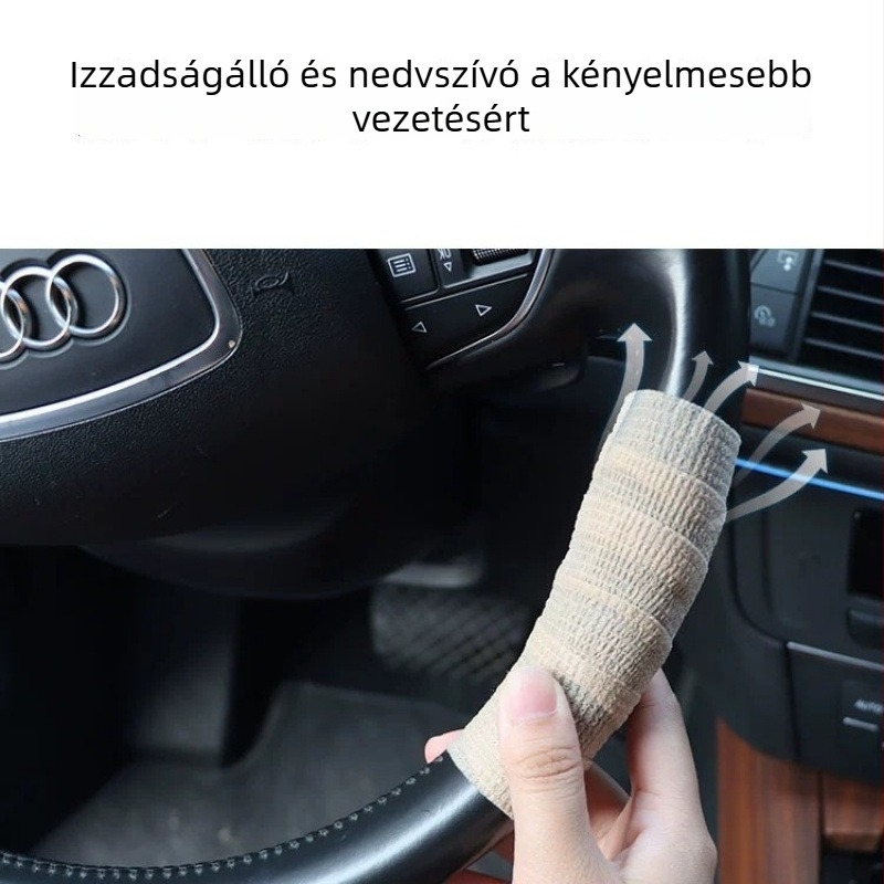 Nyári csúszásmentes kormánywrap, izzadságot felszívó lenvászon anyagból, ultrakönnyű kormányfedél autókhoz és teherautókhoz