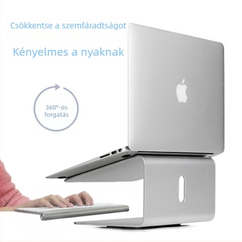 Alumíniumötvözetes notebook-tartó UP/EPP AP-2, 360°-os forgású, hűtőalappal, MacBook-kompatibilis